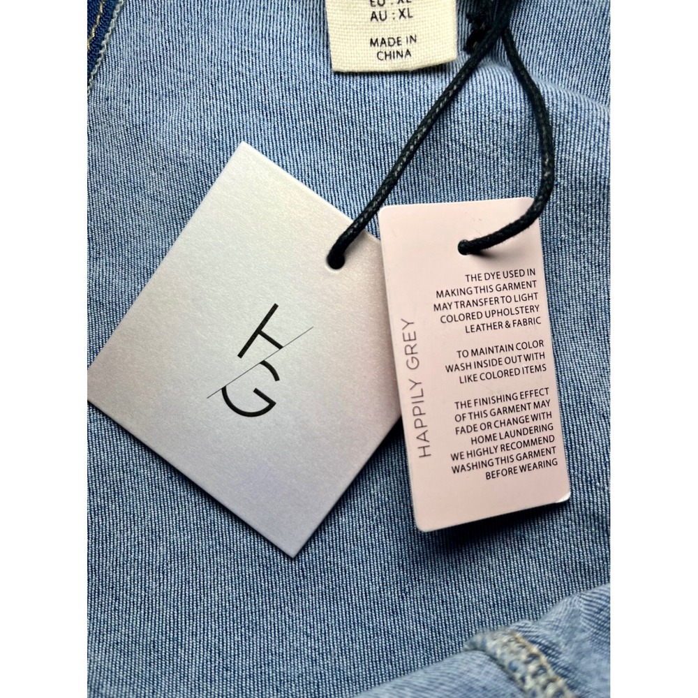 Happily Grey XL Denim Corset Crop Top NWT Medium Wash Zip Front Bustier Tank - Picture 7 of 7